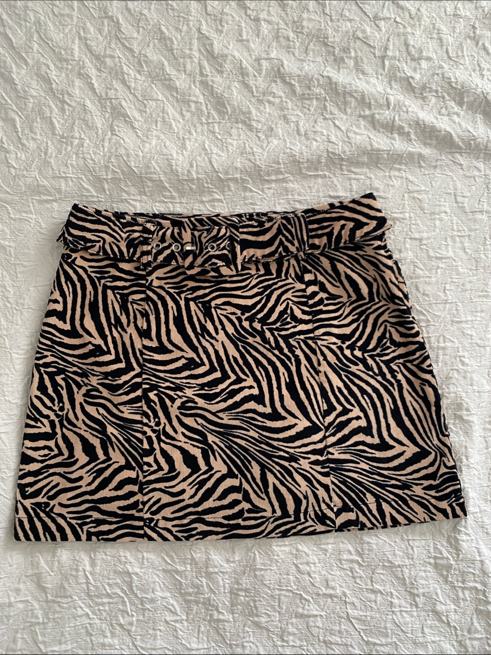 wild fable Black and Beige Zebra Print corduroy Mini Skirt
